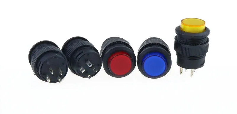 5 шт. Кнопка сброса переключатель светильник 16 мм 3a 250VAC 4 Pin R16 503/BD|lighted light switch|light