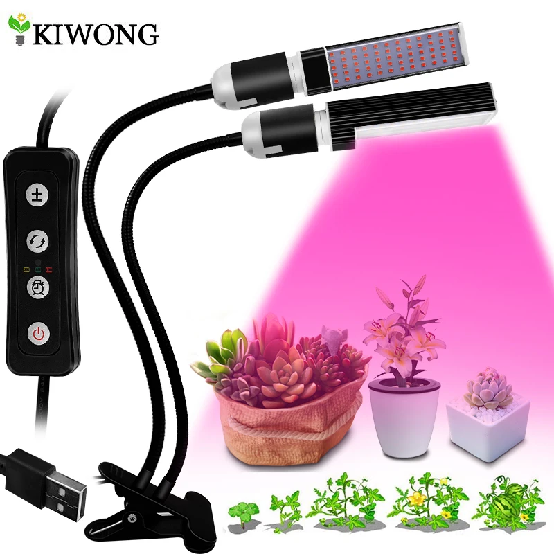 50W LED Grow Light for Indoor Plant Full Spectrum Grow Lamp Dual Head Gooseneck Plant Lights Professional for Seedling Growing