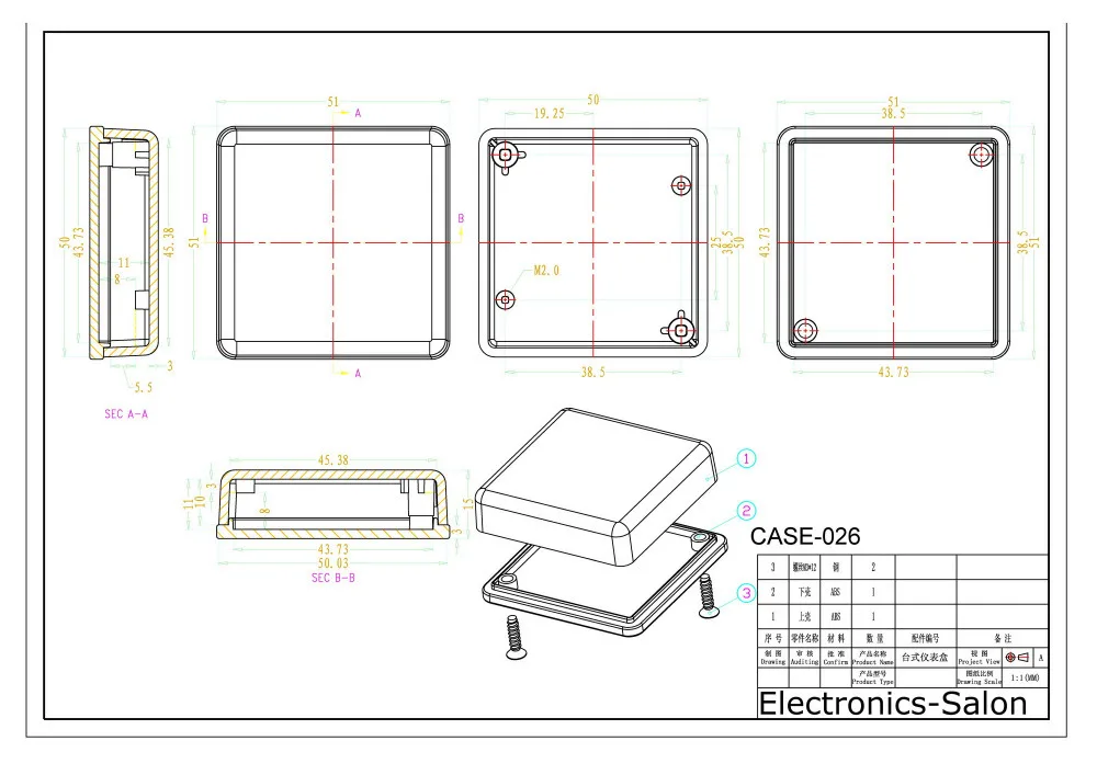 

Small Desk-top Plastic Enclosure Box Case,Black, 51x51x15mm, HIGH QUALITY