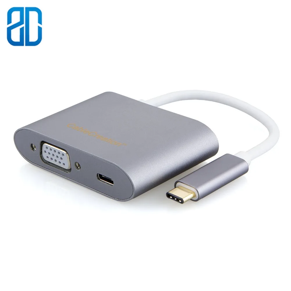 Адаптер USB C VGA 3 в 1 3.0 Type + USB3.0 PD совместимый с MacBook Pro Galaxy Note 1|Кабели VGA| |
