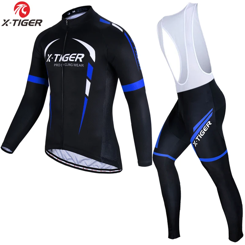 Jerseys and Bib Pant X-Tiger зимний флисовый комплект для велоспорта с длинным рукавом, одежда для горного велосипеда, Термоодежда из флиса для гонок, велосипедная одежда - Цвет: Jerseys and Bib Pant
