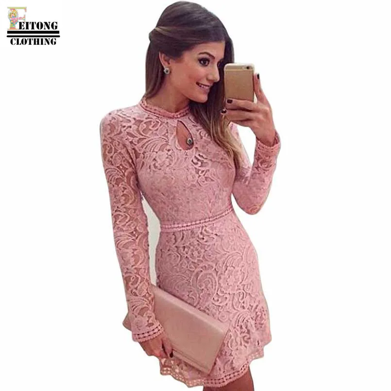 2017 женское винтажное платье Vestidos Mujer с длинным рукавом и круглым вырезом