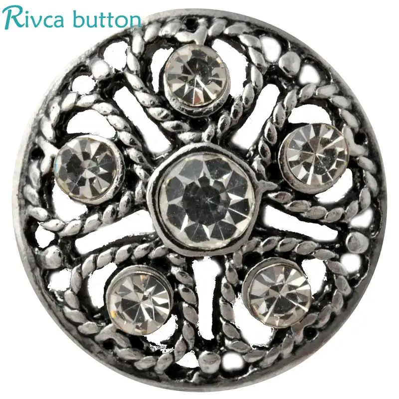 Rivca Snap Button Jewelry Rhinestone Styles Metal Charm DIY 18mm Bracelets For Women Christmas Gift D03029 | Украшения и