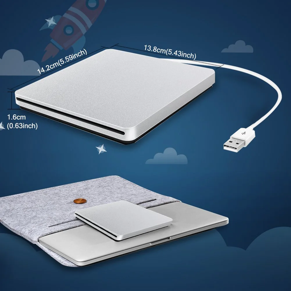 Ультра-тонкий внешний DVD привод USB 3 0 диск дубликатор для компьютера ноутбука JLRJ88 |