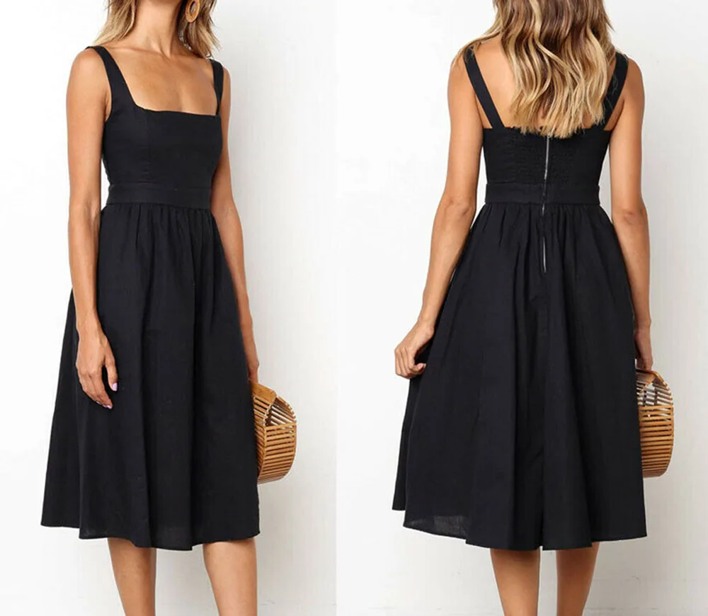Hot Sale 2019 Women Summer Ladies Sexy Comfy Bandage Strappy Sleeveless Solid Evening Party Beach Dress Sundress | Женская одежда