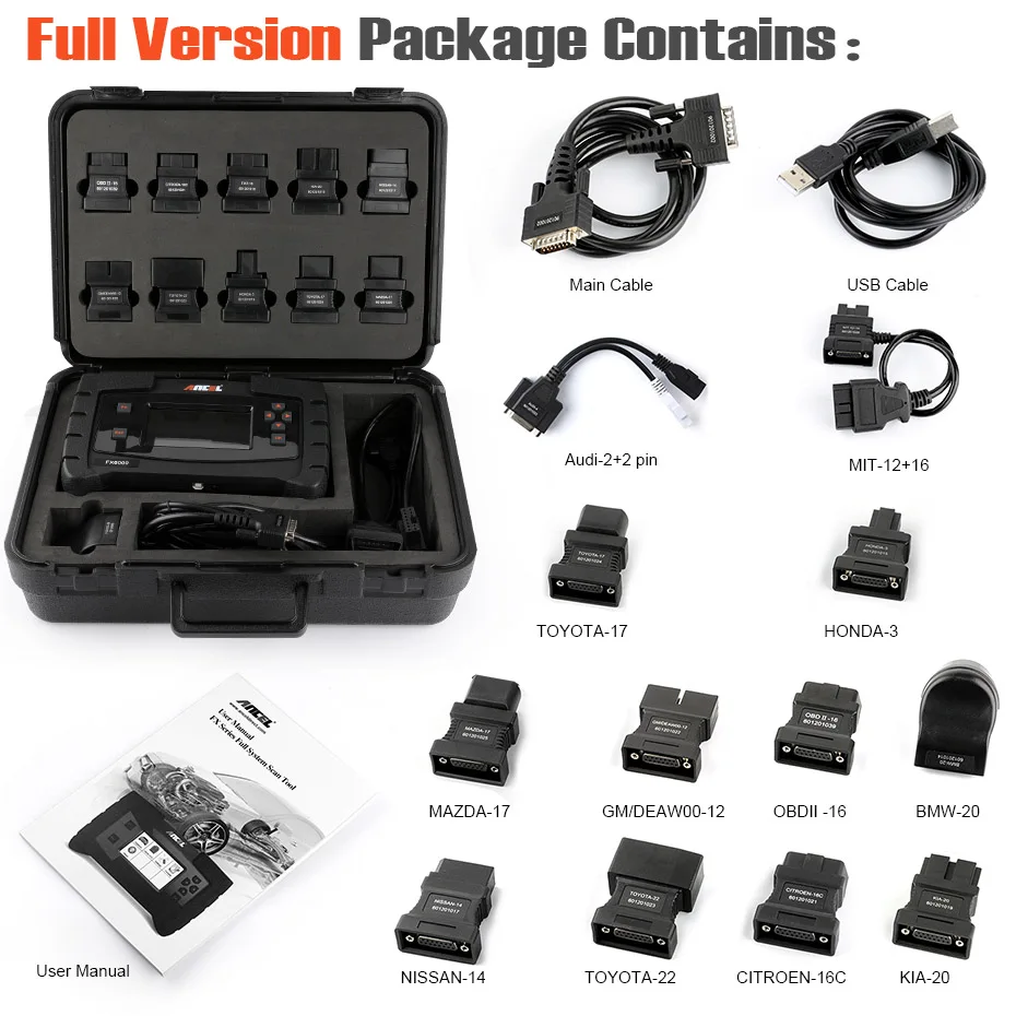 Full Version Ancel FX6000 OBD2 автомобильный сканер полная система диагностический инструмент для автомобиля EPB SAS ABS подушка безопасности при сканировании инструмент стирания ошибок в полировке - Цвет: Full Version