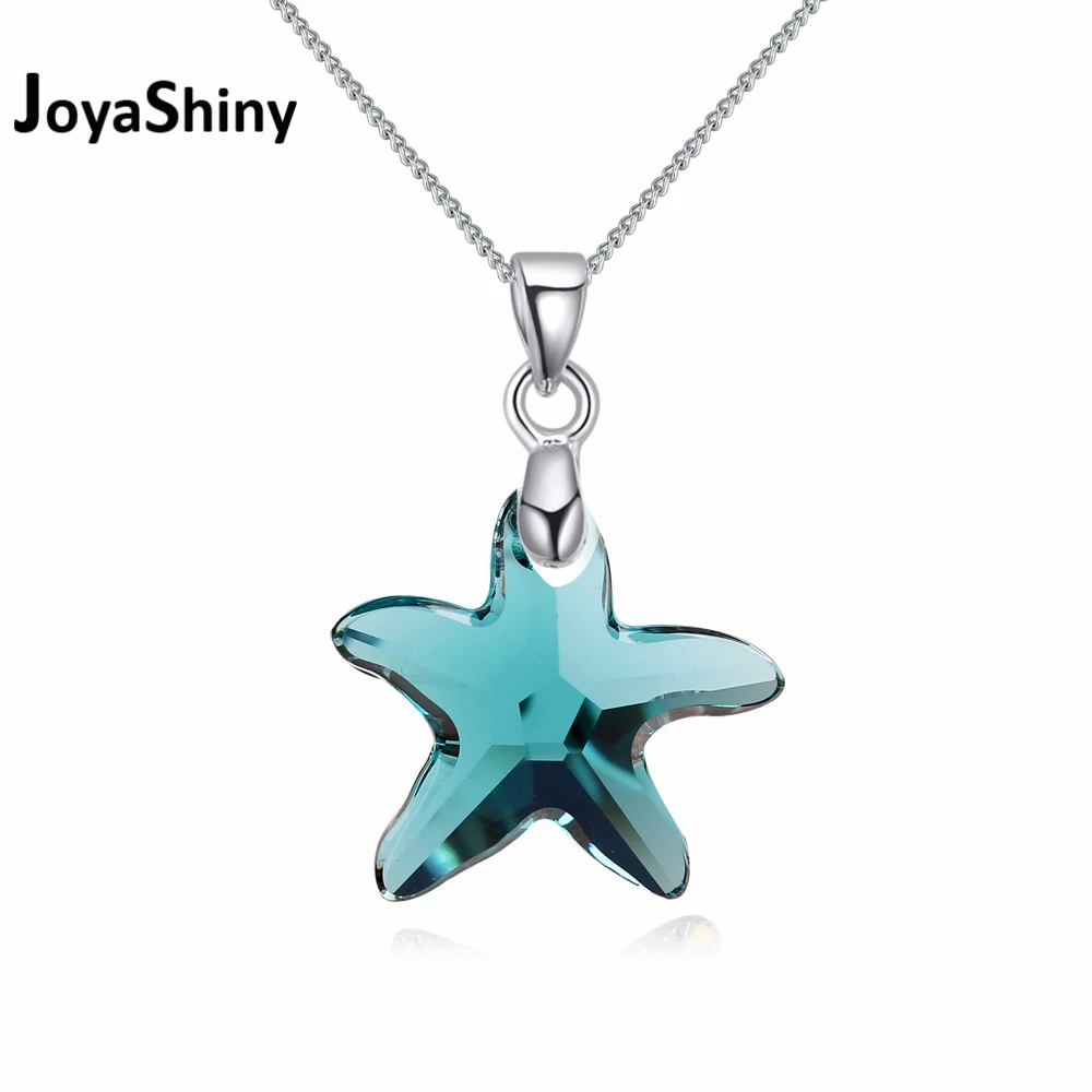 Joyashiny колье с кристаллами Swarovski кулон в виде морской звезды цепочка родиевым