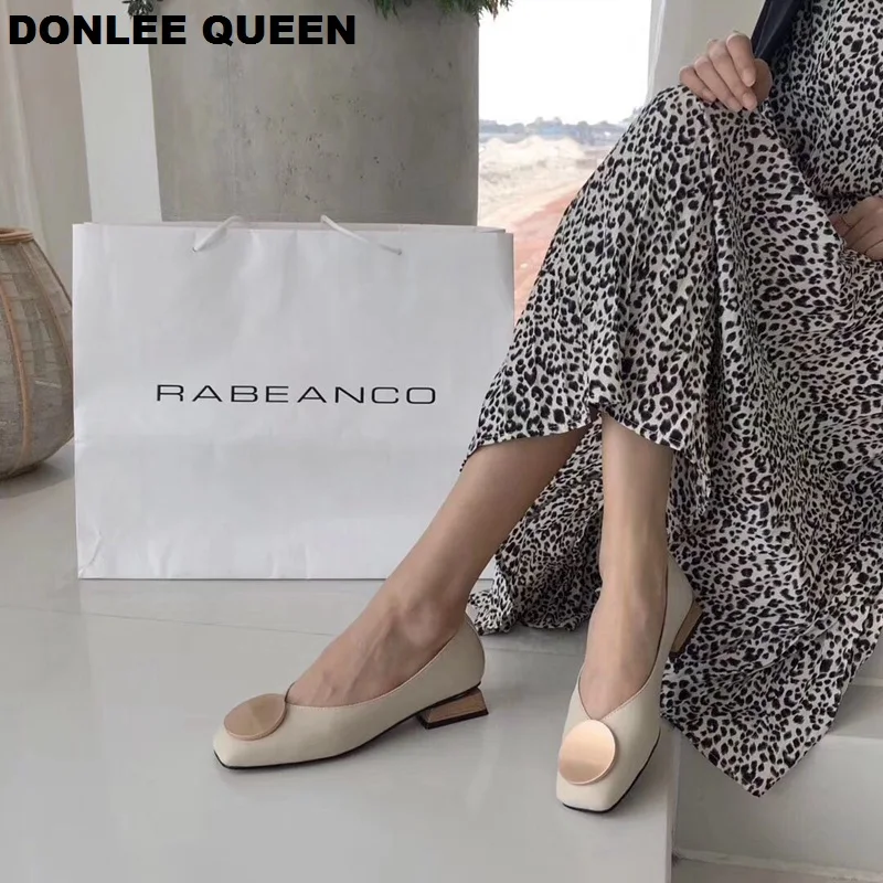 Туфли DONLEE QUEEN женские на низком деревянном каблуке балетки квадратный носок с