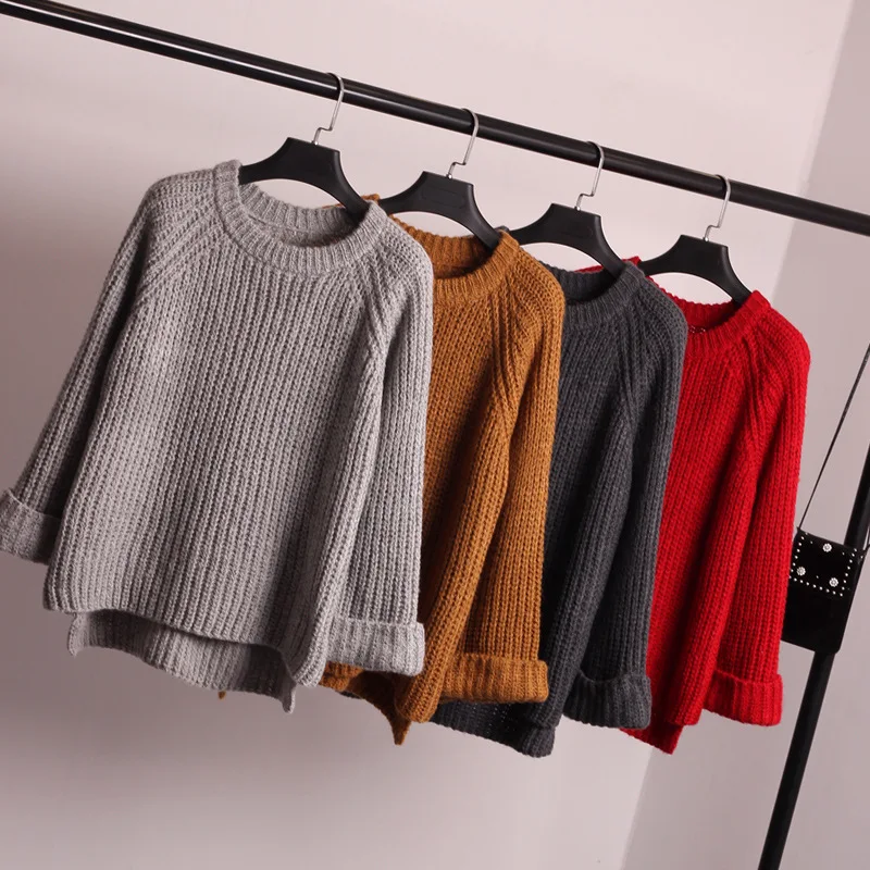 DANJEANER Autumn Winter Thick Knitting Pullovers Women Fashion Solid Casual Loose Sweaters Streetwear Jumper Knitwear Pull Femme | Женская