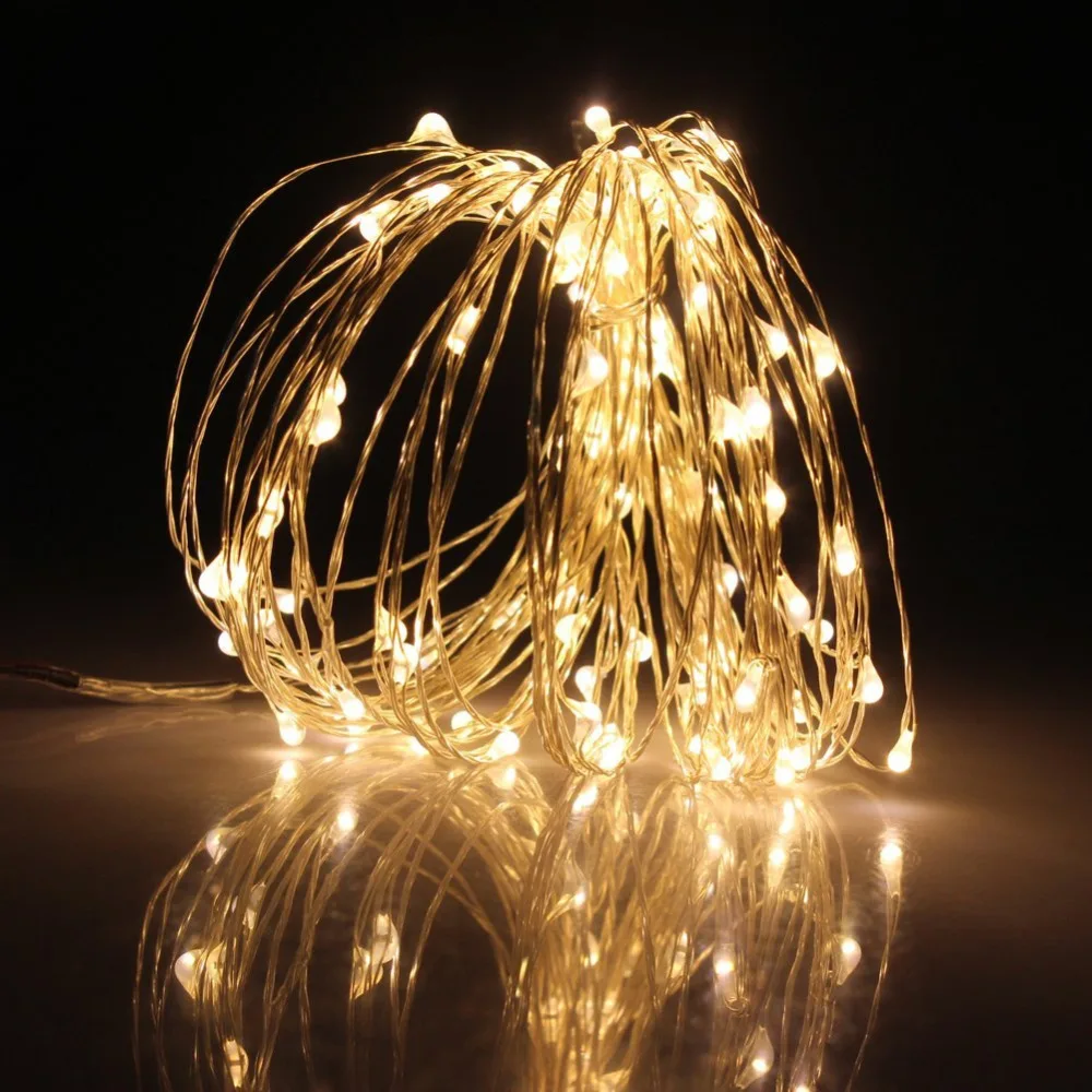 10 м/33ft 100 Led водонепроницаемый гибкий Серебряный медный провод для украшения
