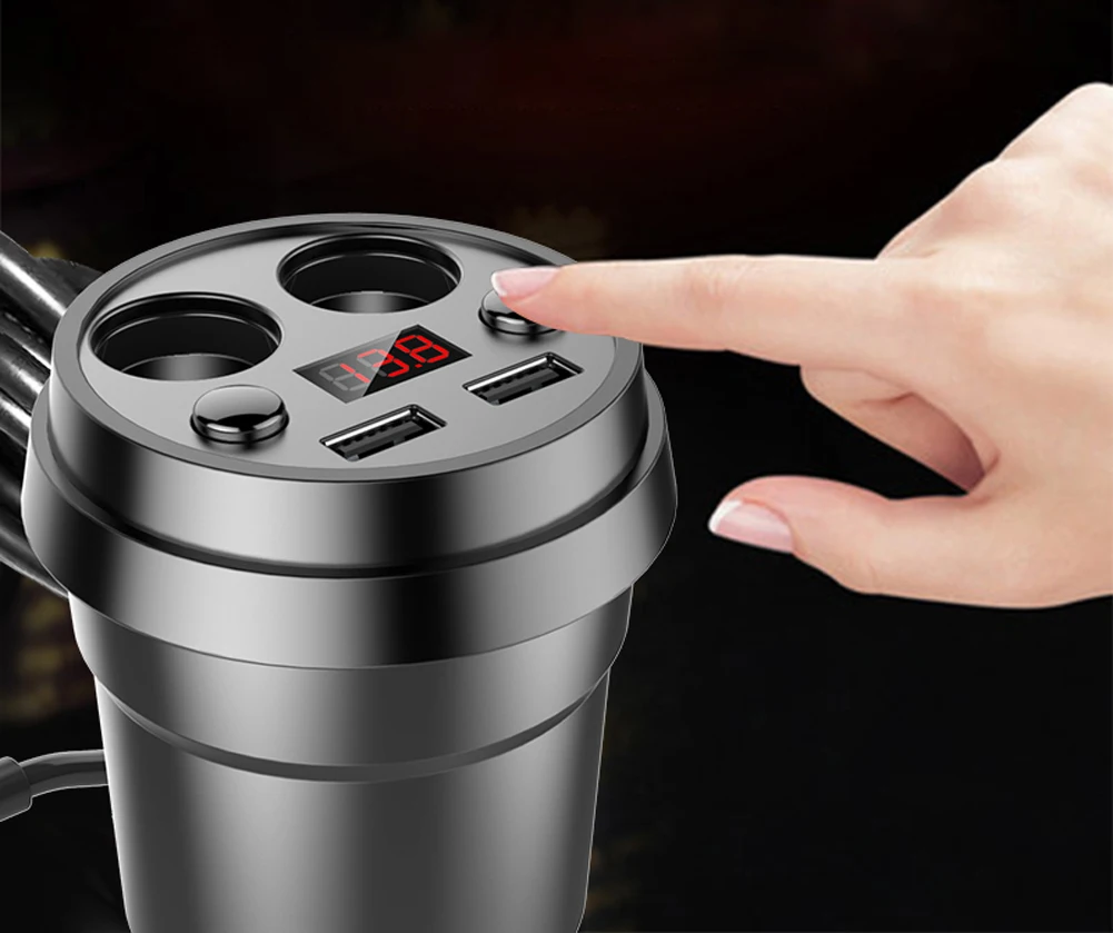 AZiMiYO Dual USB Автомобильное зарядное устройство для Xiaomi iPhone автомобильное зарядное устройство с 2 гнездами прикуривателя для gps DVR зарядное устройство