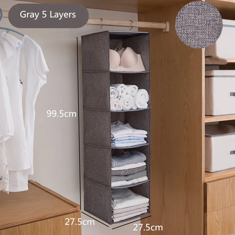 Gray 5 Layers Подвесной ящик дизайн хлопчатобумажная линия+ стальная сумка для хранения Прочный моющийся подвесной органайзер для рубашки Нижнее белье 1 шт. шкаф для хранения - Цвет: Gray 5 Layers