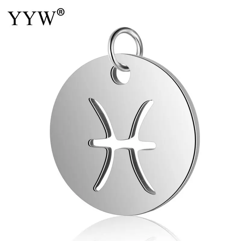 

wholesale Stainless Steel 12 Zodiac Charm Pendants for Jewelry Making Never Fade 12 Signs Constellation Metal Charms 10pcs/lot