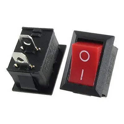 20 шт. красная кнопка включения выключения I/O SPST 2 Pin Snap in Rocker Switch 6A/250 В 10A/125