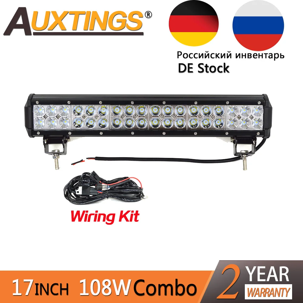 

Auxtings IP67 17" inch 108W LED Work Light Bar for Tractor Boat Off-Road 4WD 4x4 12V 24v Truck SUV ATV Spot Flood Combo Beam