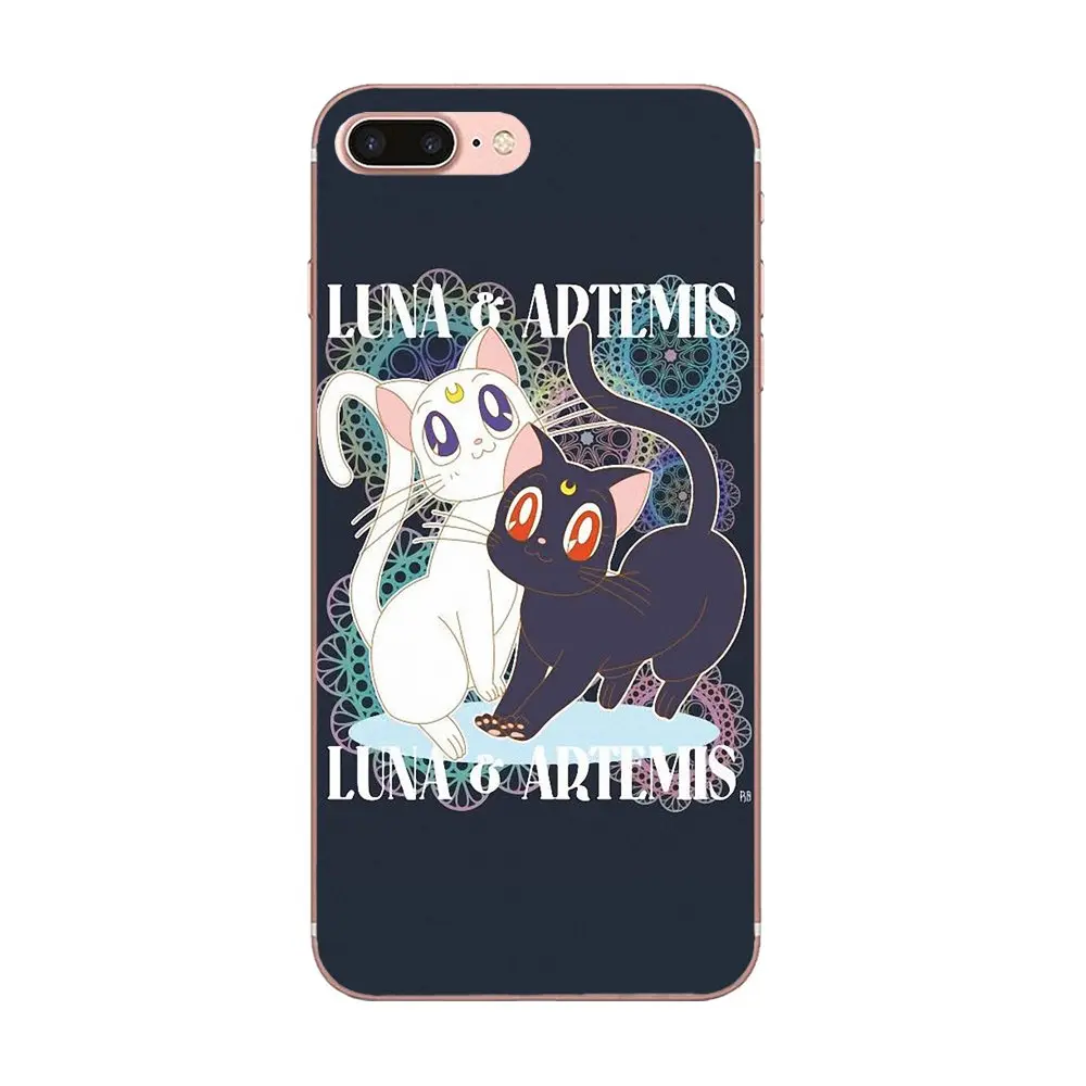 as picture Для Apple IPhone X XS Max XR 4 4s 5 5C 5S SE 6 6 S 7 8 Plus TPU Art онлайн чехол для Сэйлор Мун Луна и Артемис кошки - Цвет: as picture