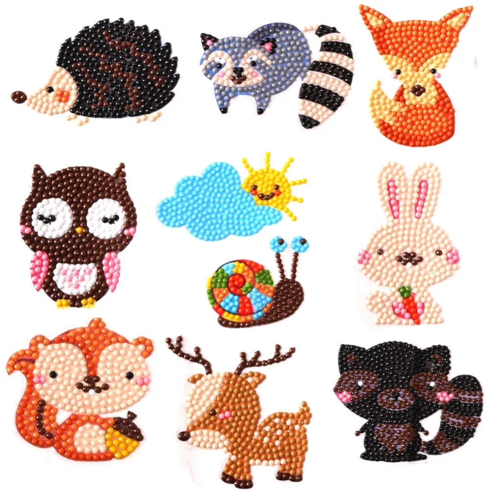 

Hellodpx Childre's diy handmade stickers diamond stickers crystal stickers colorful full round diamond paintings kits toys