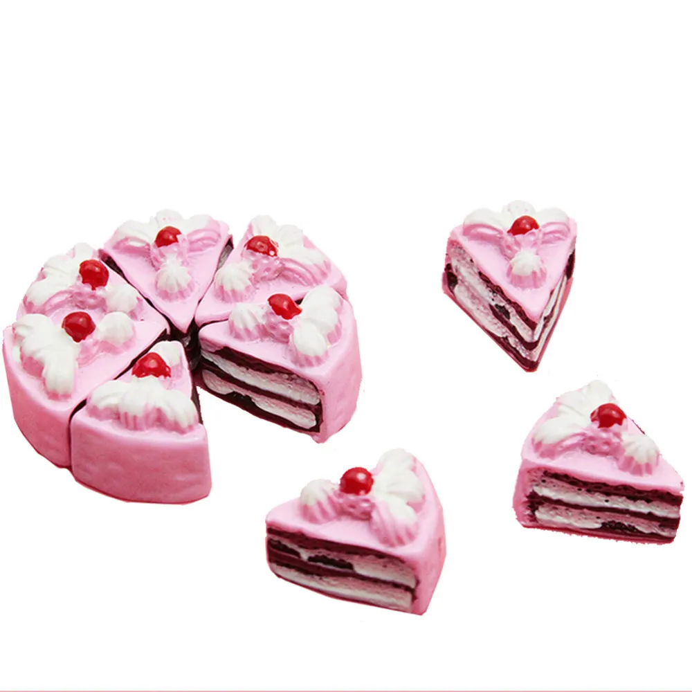 

10PCS Flat Back DIY Miniature Artificial Fake Food Cake Resin Cabochon Decorative Craft Play Doll House Toy