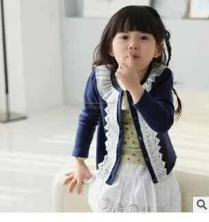 Повседневные хлопковые кружевные рубашки для маленьких девочек кардиган пальто