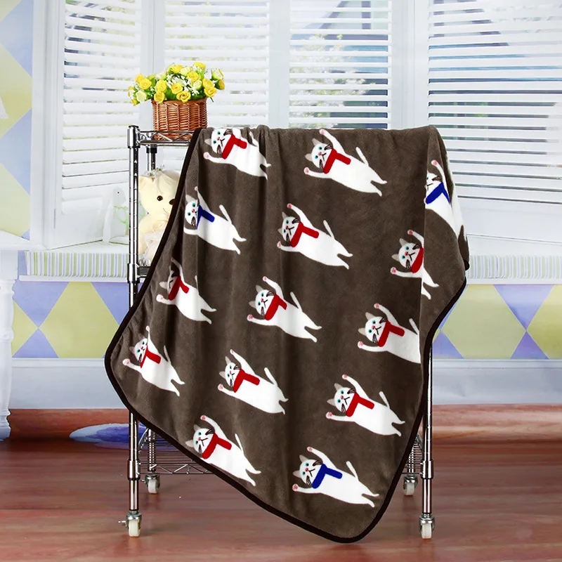 Зимний теплый мягкий коралловый флисовый коврик для кровати с изображением кота