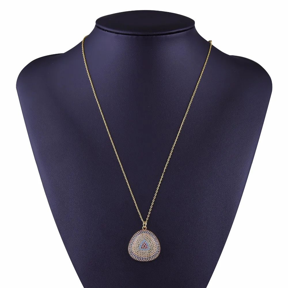 

JUWANG Colorful Water Drop Necklace For Women Man Gold Color Copper Charm Chain Zircon Pendant Necklaces Jewelry Gift bijoux