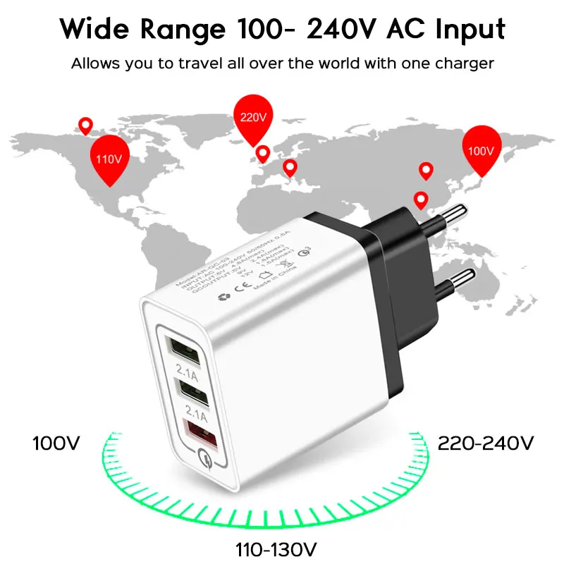 USB Charger quick charge 3.0 QC3.0 Fast Charging Adapter For iPhone Samsung Xiaomi Mobile Phone EU Plug Wall | Мобильные телефоны и