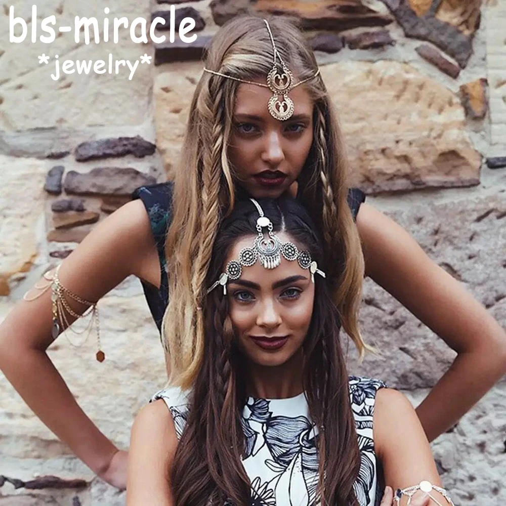 Bls-miracle винтажный этнический стиль металлический ободок для волос в богемном