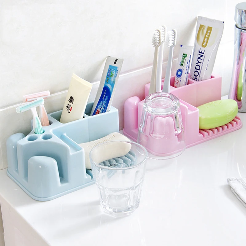 Bathroom Draing Organizer Toothpaste Toothbrush Holder Soap Dish Storage Glass Cup Drainer | Дом и сад