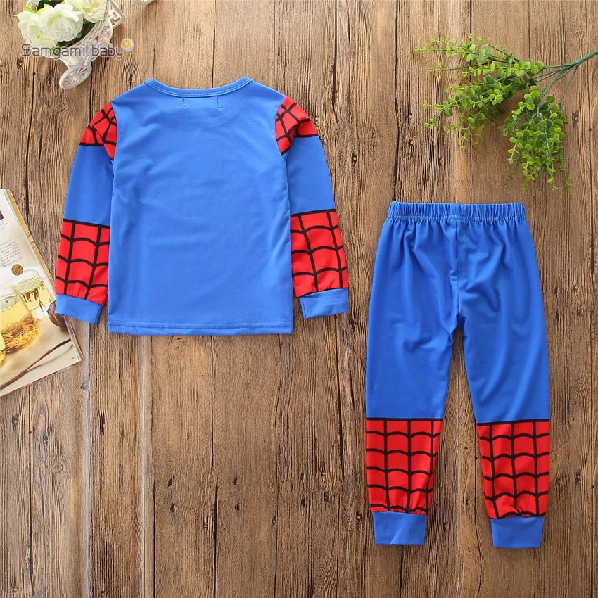 Spring kids pajamas clothes for boys Hulk superhero Batman Iron Man costume Spiderman children sleeping wear clothing sets