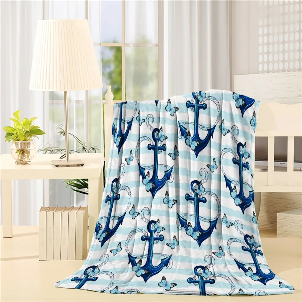 2019 анкер и бабочка фланелевый плед легкий уютный диван кровать супер мягкое