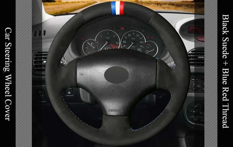LQTENLEO черная замша DIY крышка рулевого колеса автомобиля для peugeot 206 1998-2005 206 SW 2003-2005 206 CC 2004 2005