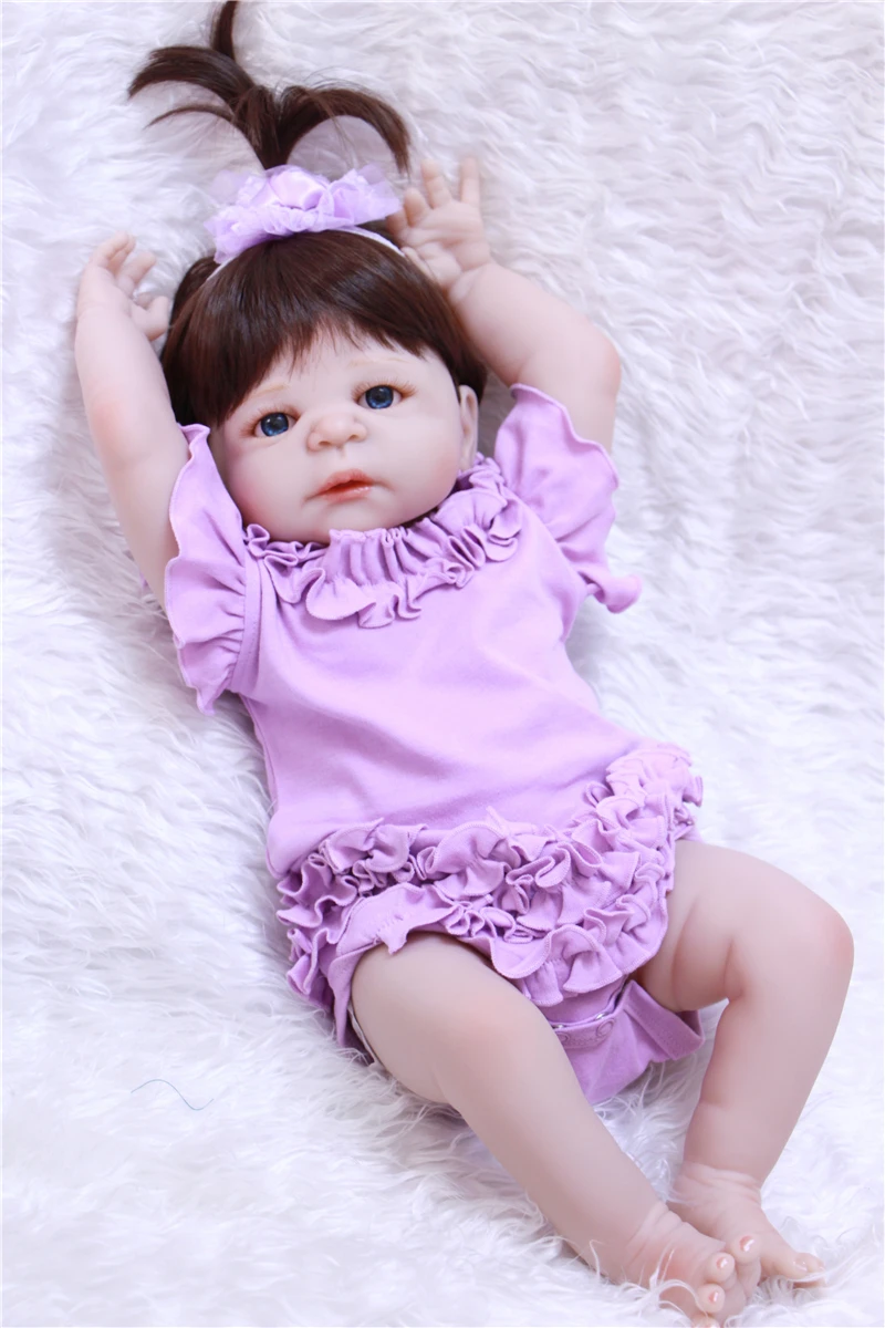 

Реалистичная силиконовая кукла реборн, игрушки для девочек, Реборн, младенцы, полностью силиконовый корпус, 22 дюйма, 55 см, реальный истинный ...