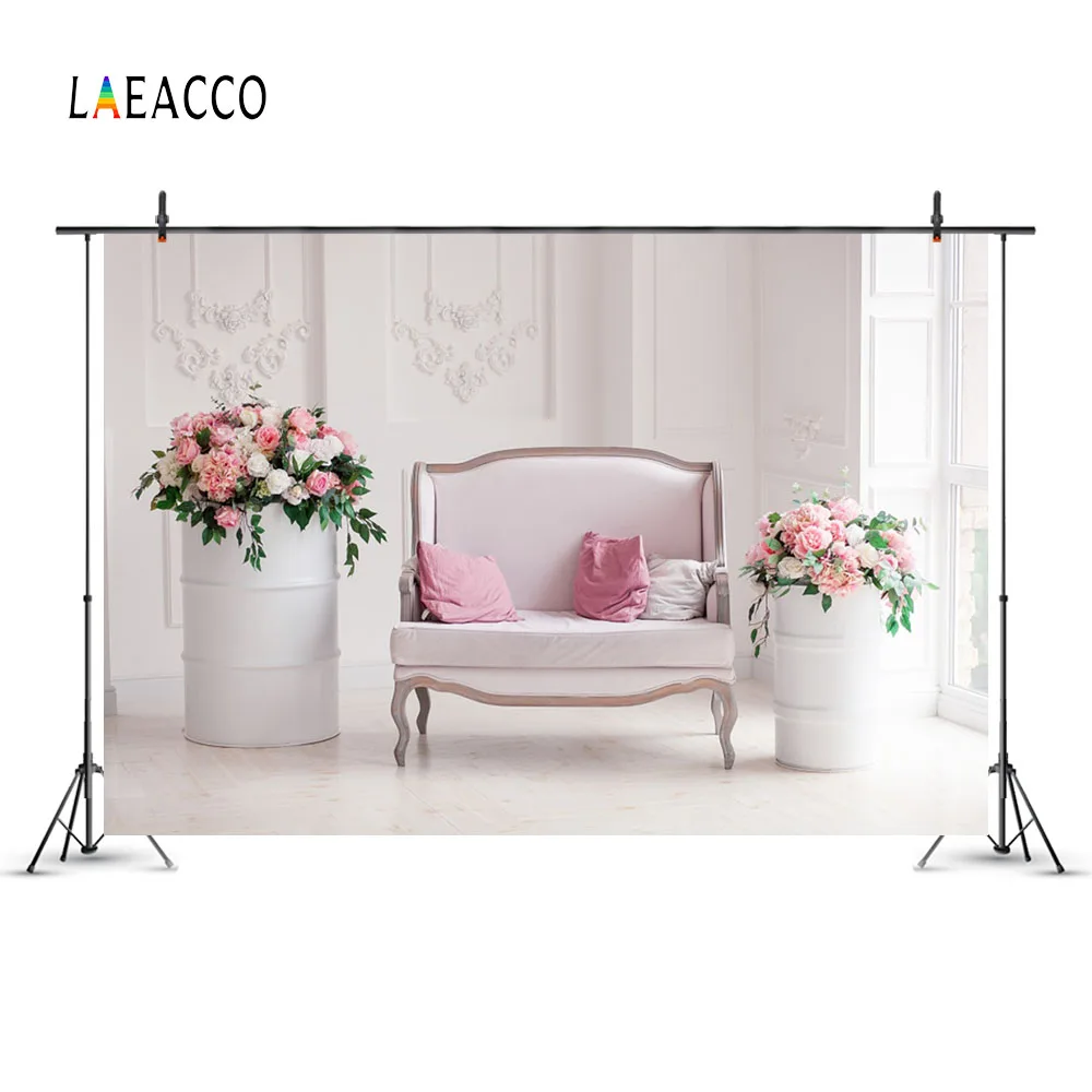 Laeacco Цветочная ваза стул Интерьерная сцена Детская фотография фоны