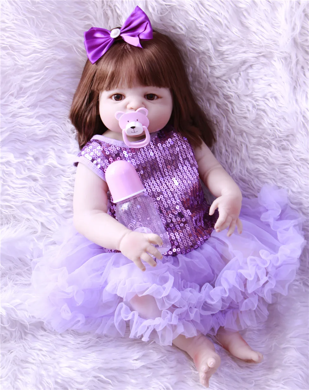 Adorable NPK 55CM Reborn Doll Handmade Full Silicone Bebes girl Boneca In Cute Clothes body fake baby dolls | Игрушки и хобби