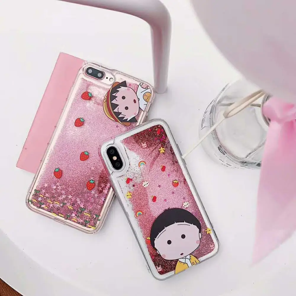 Мультяшный блестящий чехол Sakura Maruko с зыбучим песком для iphone 6 6s 7 8 plus X XS MAX XR