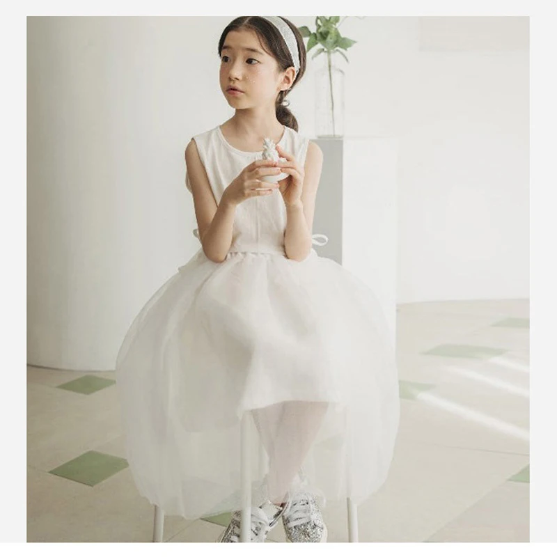 Винтажное длинное платье для девочек 6 - 16 лет шифоновое белое выпускного вечера