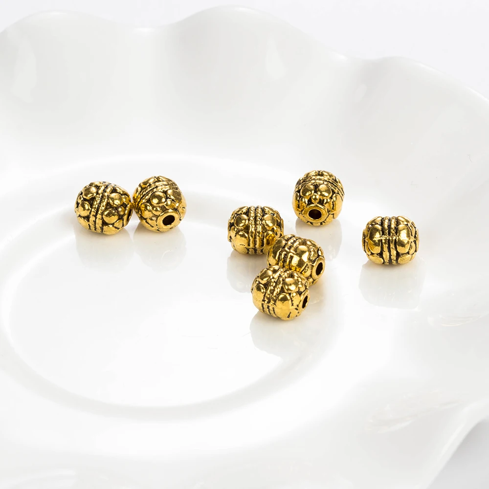 MEIBEADS 7.8*7mm 50pcs/lot Antique Gold Color Alloy Metal Charm Beads For Women DIY Bracelets &amp Anklets Making UF6376 | Украшения и