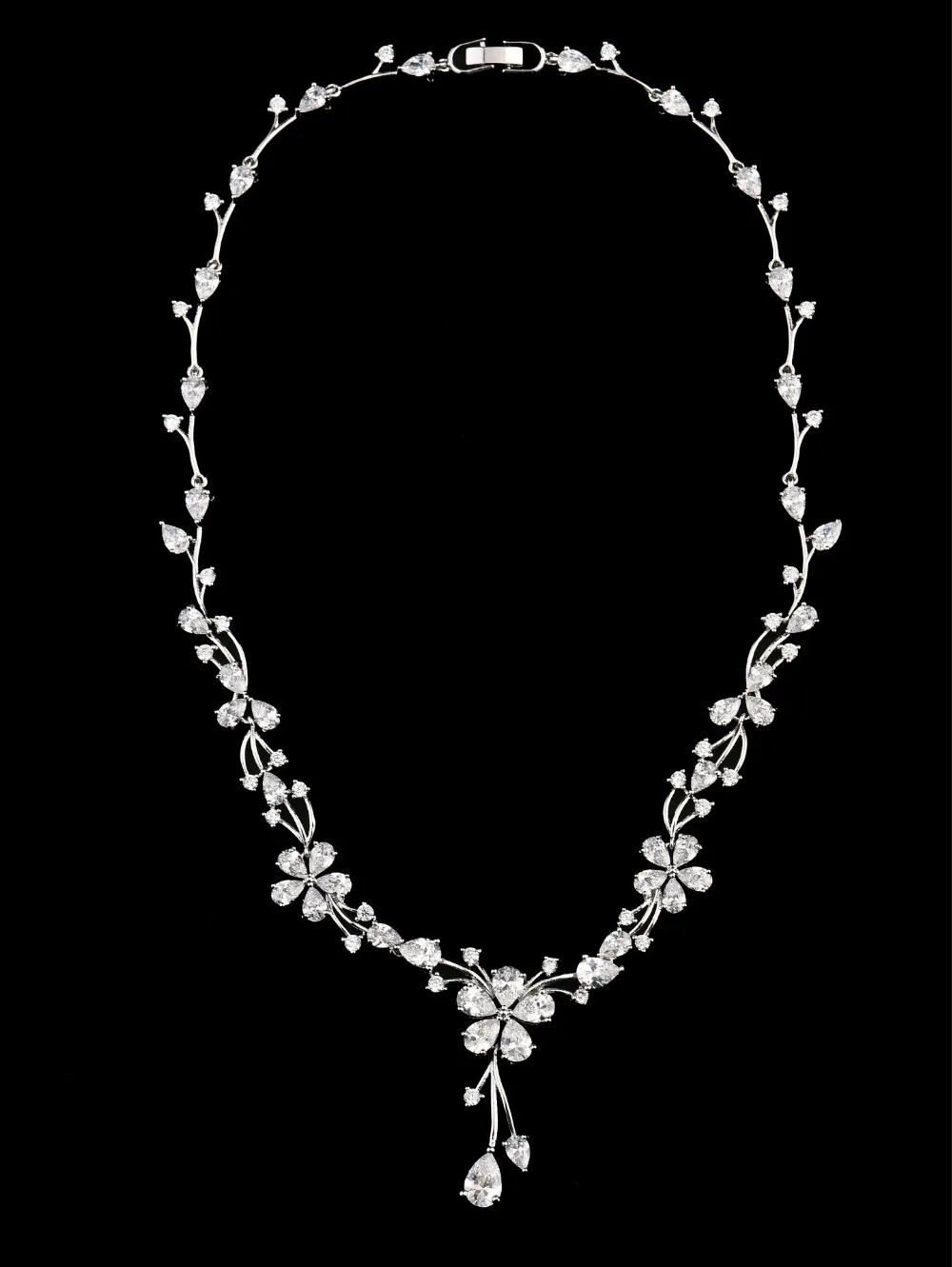 Женский Свадебный комплект из колье и серёг с фианитом|necklace and earring set|bridal wedding