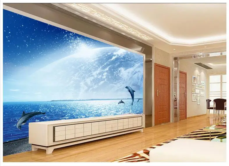 

3d photo wallpaper custom 3d wall murals wallpaper Dolphins TV setting wall paper beauty 3d room wallpaper