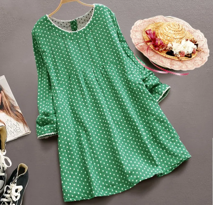 Размера плюс 2020 новая весна денские платья платье с узором в горошек длинными