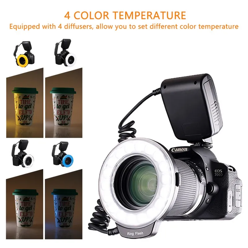 Светодиодная Кольцевая вспышка Travor 18 шт. для Canon Nikon Panasonic Pentax Olympus DSLR камеры|light for