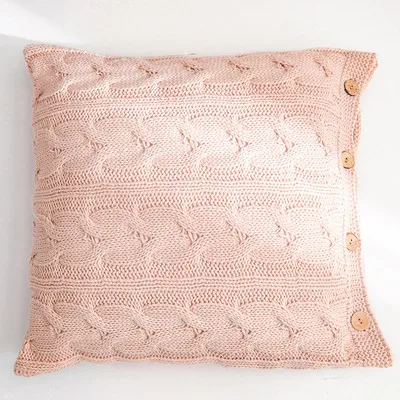 pink Вязаные чехлы для подушек с бабочкой, бежевый, розовый, серый, зеленый, однотонный наволочка для комната с диван-кроватью домашняя декоративная подушка крышка 45x45 см - Цвет: pink