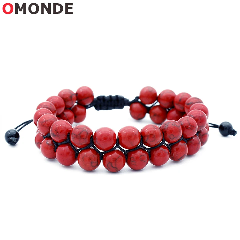 Натуральный камень браслет Multi красные синие Белый Boho круглый Druzy бусины с