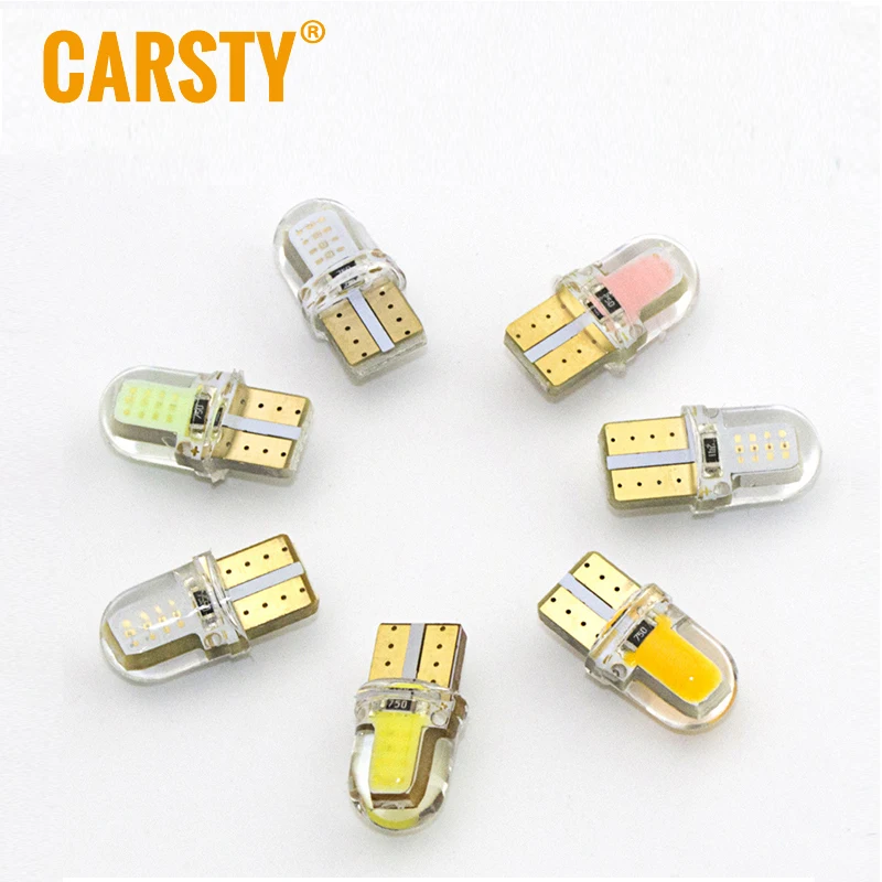 Carsty Новый 194 168 W5W T10 светодиодный 8 SMD COB 1W силиконовый Автомобильный фонарь для