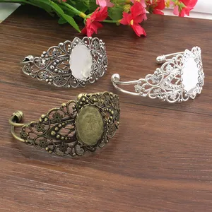 Винтажный металлический Овальный Безель, 10 шт.лот, пустая основа, браслет из кабошона с внутренним диаметром 18x25 мм для браслета сделай сам K02002