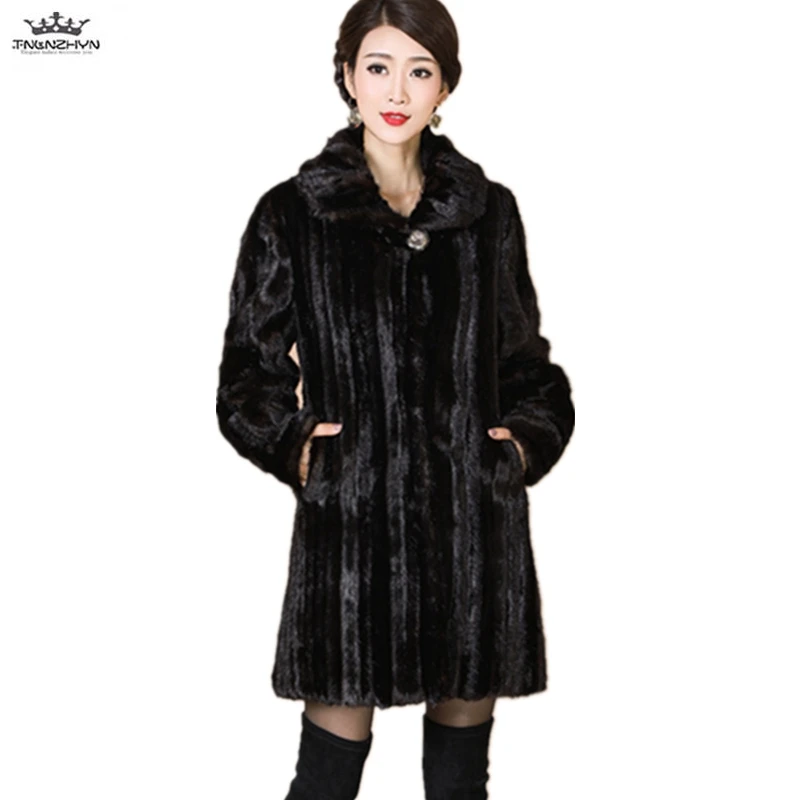 

Warm Mink Fur Jacket Plus Size M-5XL Loose Female High-end Fur Jackets Parka Women Winter Luxury Coat Long Thick Fur Coats A66