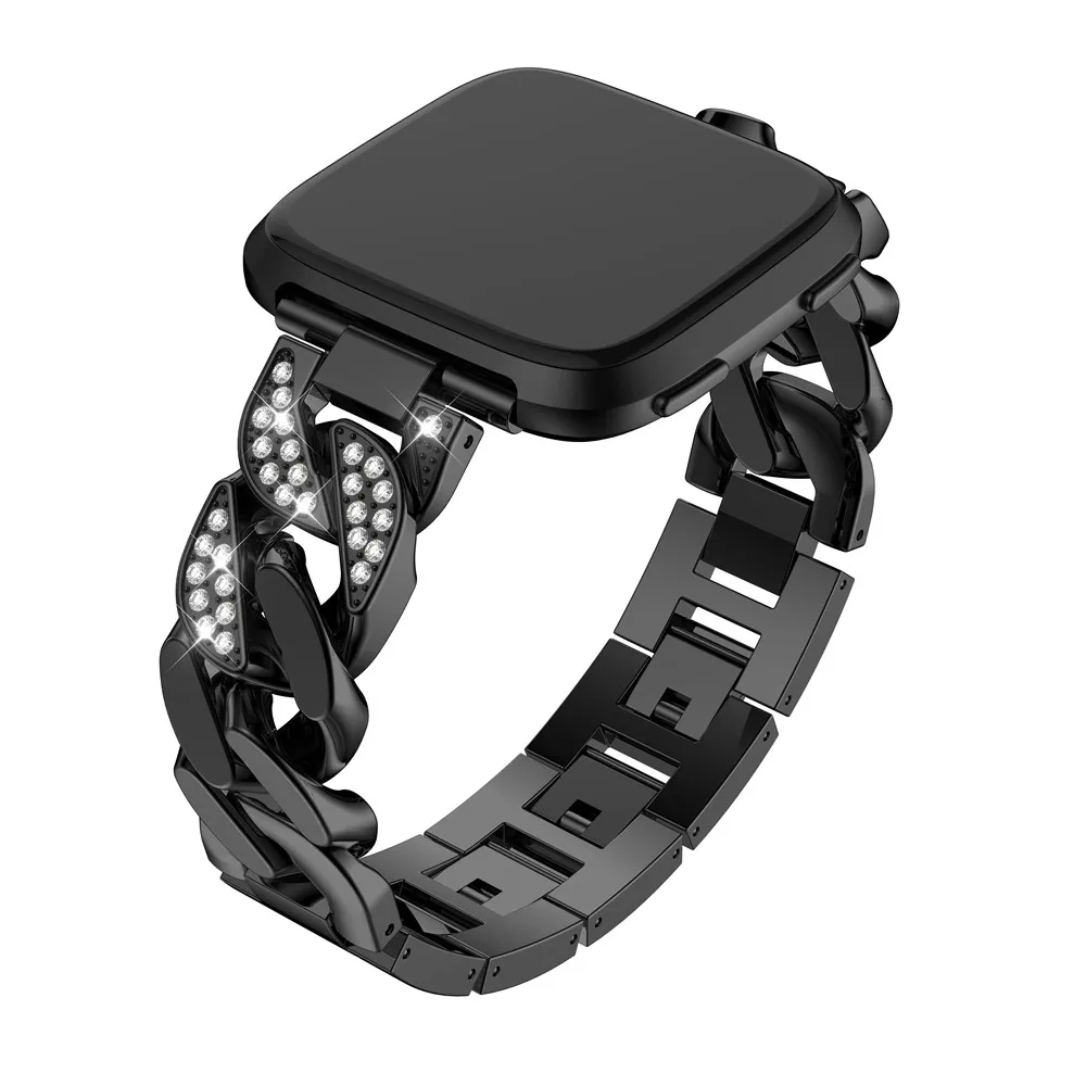 Ремешок для часов Fitbit Versa цепочки из нержавеющей стали браслет в кристаллах