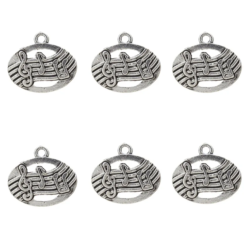 10 шт. античные посеребренные музыкальные Подвески для музыки ювелирное изделие