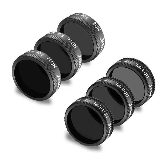 Black Neewer DJI Мавик воздушные фильтры-6 шт ND8, ND16, ND 32, ND4/PL, ND8/PL, ND16/PL из разноцветных покрытием Водонепроницаемый Алюминий сплав - Цвет: Black