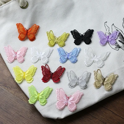 Mixed color 14pcs 10 шт. стерео двойной слой бабочка самоклеющиеся кружева ткань аппликация патч одежда починять модификации аксессуары RS779 - Цвет: Mixed color 14pcs